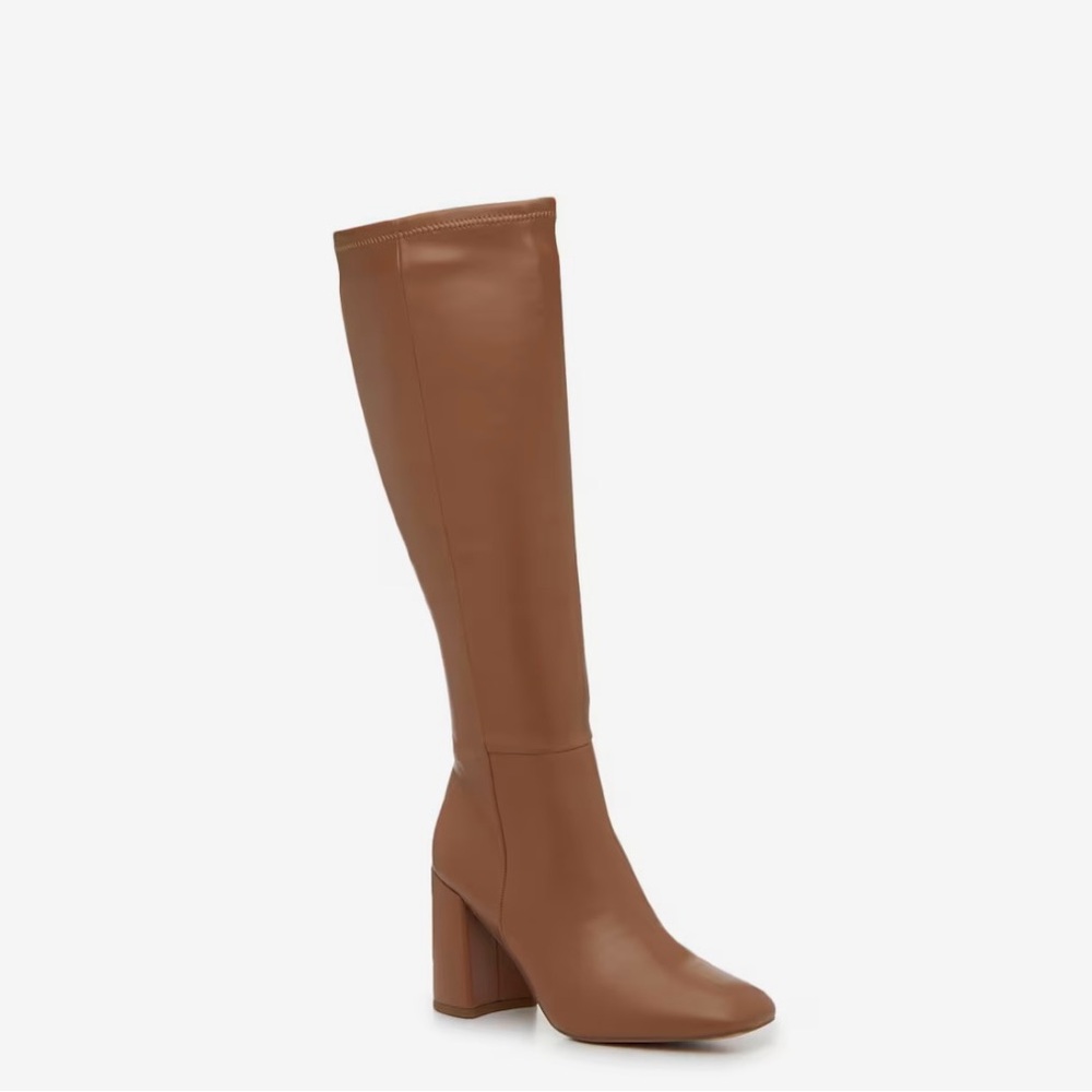 Steve Madden Liza Heeled Platform  Knee High Tall Boots Tan Sz 10